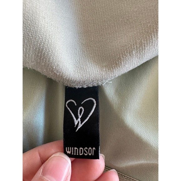 Windsor Sage Padded Off Shoulder Asymmetrical Dress - Picture 4 of 12